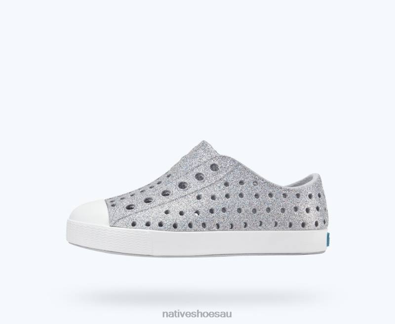 Footwear Native Shoes Jefferson Bling Disco Bling/ Shell White Kids 4DD0254 - Click Image to Close