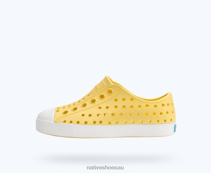 Footwear Native Shoes Jefferson Gone Bananas Yellow/ Shell White Kids 4DD0237 - Click Image to Close