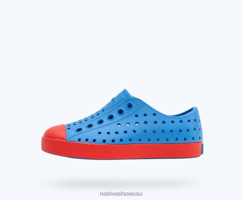 Footwear Native Shoes Jefferson Resting Blue/ Hyper Red Kids 4DD0249