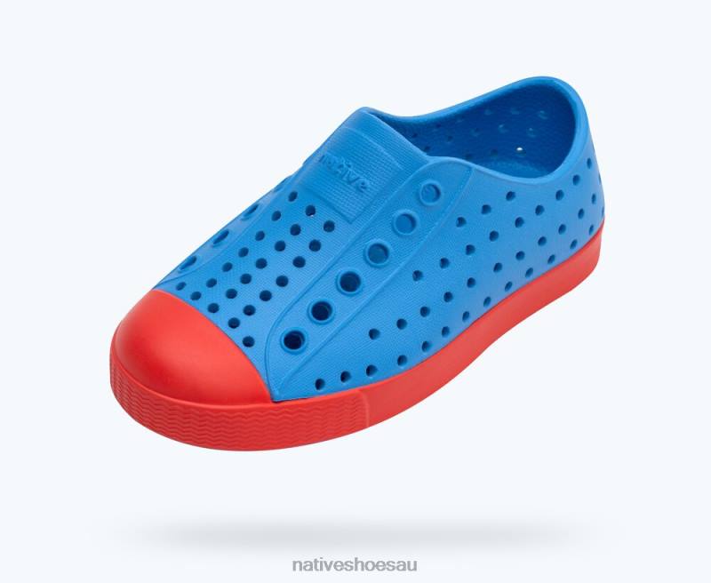 Footwear Native Shoes Jefferson Resting Blue/ Hyper Red Kids 4DD0249