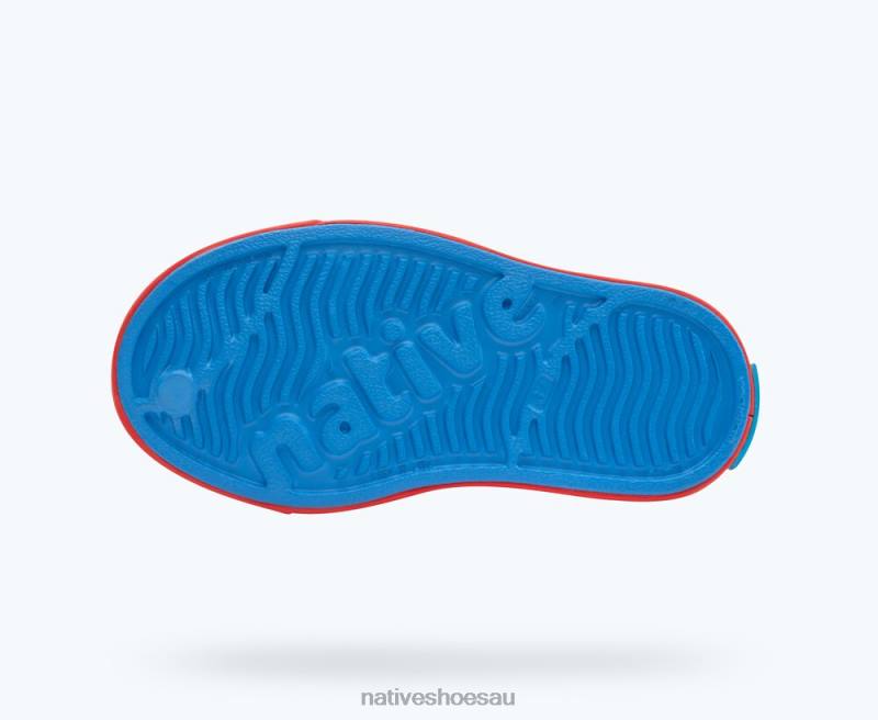 Footwear Native Shoes Jefferson Resting Blue/ Hyper Red Kids 4DD0249