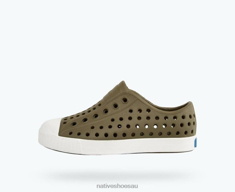 Footwear Native Shoes Jefferson Utili Green/ Shell White Kids 4DD0217 - Click Image to Close