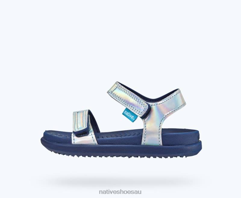 Footwear Native Shoes Charley Hologram Hologram/ Regatta Blue Kids 4DD0104 - Click Image to Close