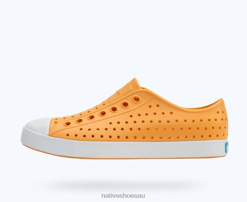 Footwear Native Shoes Jefferson Papaya Orange/ Shell White Men 4DD063 - Click Image to Close