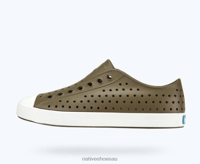 Footwear Native Shoes Jefferson Utili Green/ Shell White Men 4DD061 - Click Image to Close